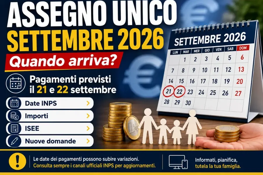 assegno unico settembre 2026 quando arriva date di pagamento importi e cosa controllare da Puntomagazine.it assegno unico settembre 2026 quando arriva date di pagamento importi e cosa controllare