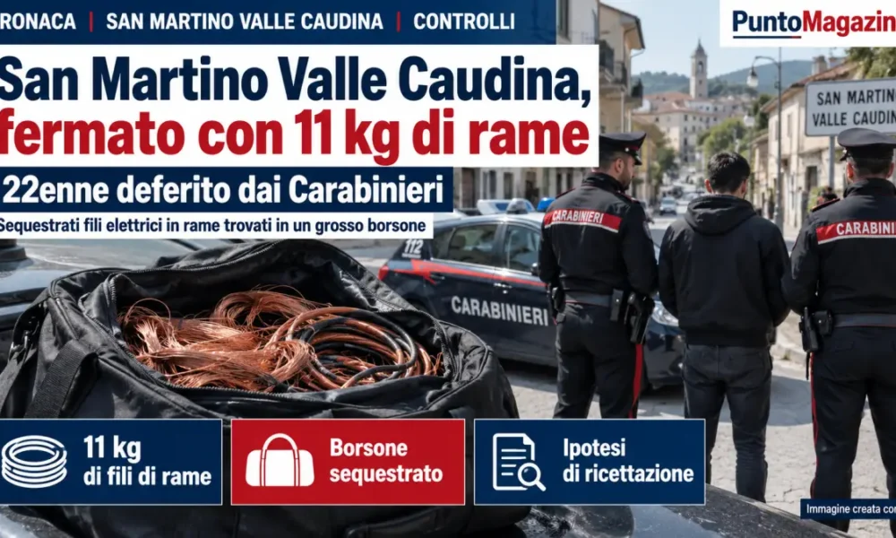 san martino valle caudina trovato con 11 chili di fili di rame in un borsone denunciato un 22enne da Puntomagazine.it san martino valle caudina trovato con 11 chili di fili di rame in un borsone denunciato un 22enne
