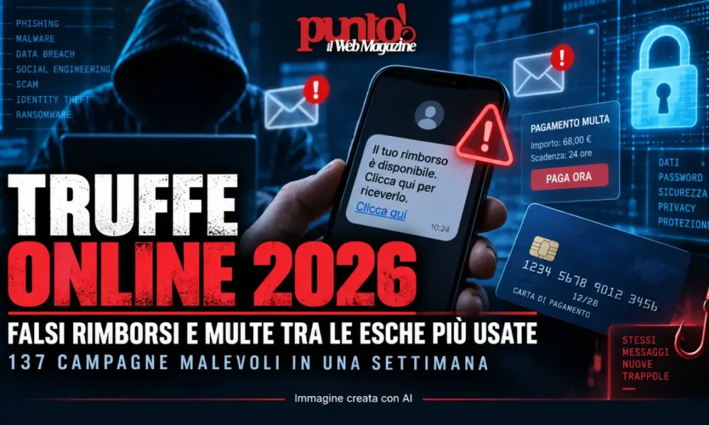 truffe online falsi rimborsi e multe tra le esche pi249 usate 137 campagne malevole in una settimana da Puntomagazine.it truffe online falsi rimborsi e multe tra le esche pi249 usate 137 campagne malevole in una settimana